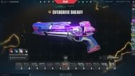 Overdrive Sheriff in Valorant matches the controller's color (Image via Riot)